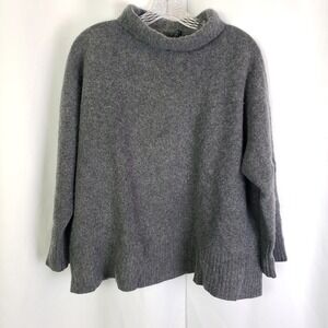 Lafayette 148 Size L 100% Cashmere Funnel Neck Sweater Charcoal Grey ~FLAW